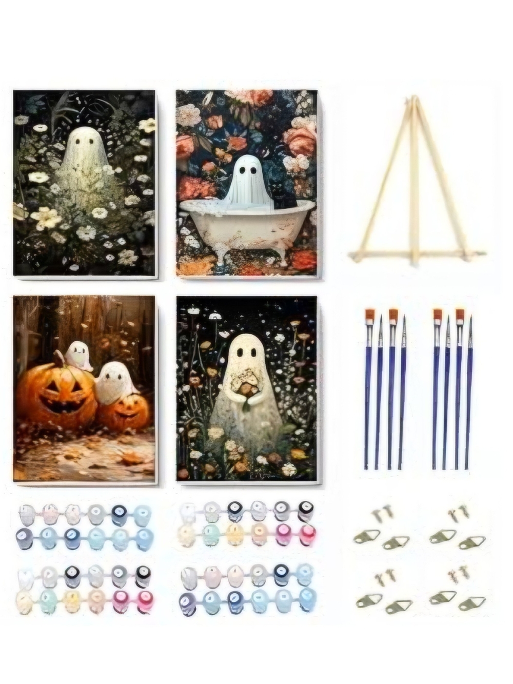 Ghost Garden Wall Art Paint-by-Number Set - White Ghost